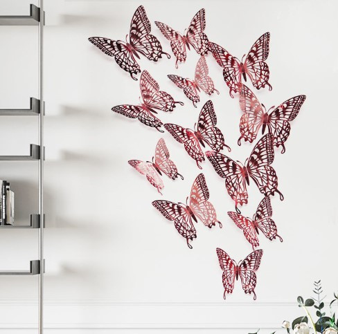 Декоративні метелики рожеве золото набір - 12шт. в наборі, фольга Київ - фото 1