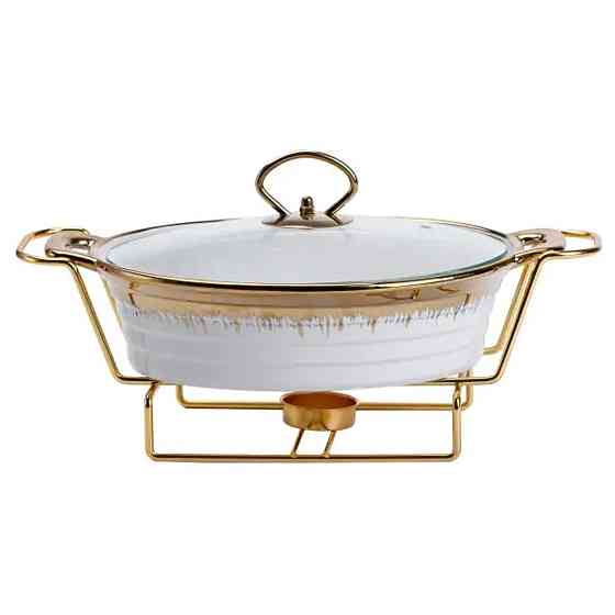 Мармитница фарфоровая 1 литр круглая, подставка с подогревом HP1025 Коломия