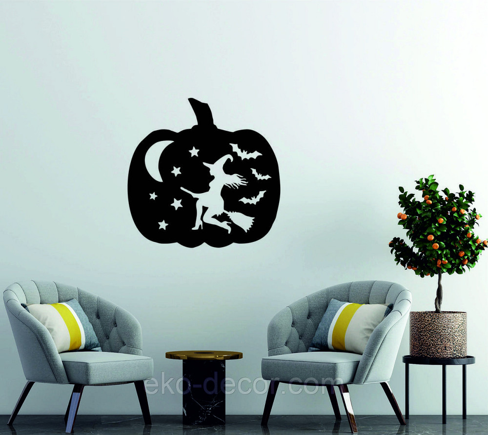 Декоративное настенное 3D Панно «Ведьма», Декор на стену с объемом 90*90 см, Черный Киев - изображение 4