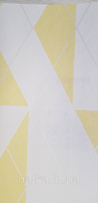 Шпалери вінілові на флізелін Marburg Chelsea 81973 ромби на білому квадрати на жовтому тлі білі смуги Київ - фото 3