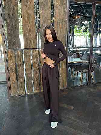 Женский базовый прогулочный костюм двойка: лонг и штаны вискоза Одесса