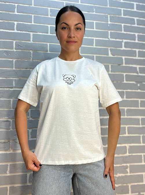 Футболка жіноча Pepper&mint AF24-23 принт ведмедик попереду біла, білий, L Київ - фото 7