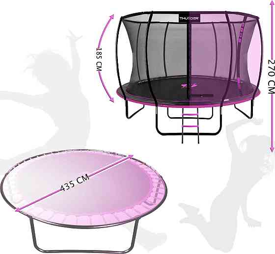 Батут THUNDER INSIDE ULTRA з внутрішньою сіткою 14 футів 427 см чорно-рожевий Київ