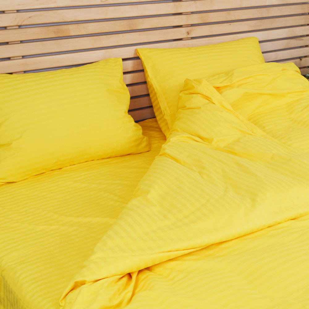 Постельное белье Евро комплект Страйп Сатин 125 г/м2 YouStar (Желтый) 2 х 70х70 Сумы - изображение 3
