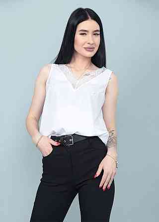 Літня блуза з глибоким декольте "Gloria" оптом | Норма і батал Білий, 46-48 Київ