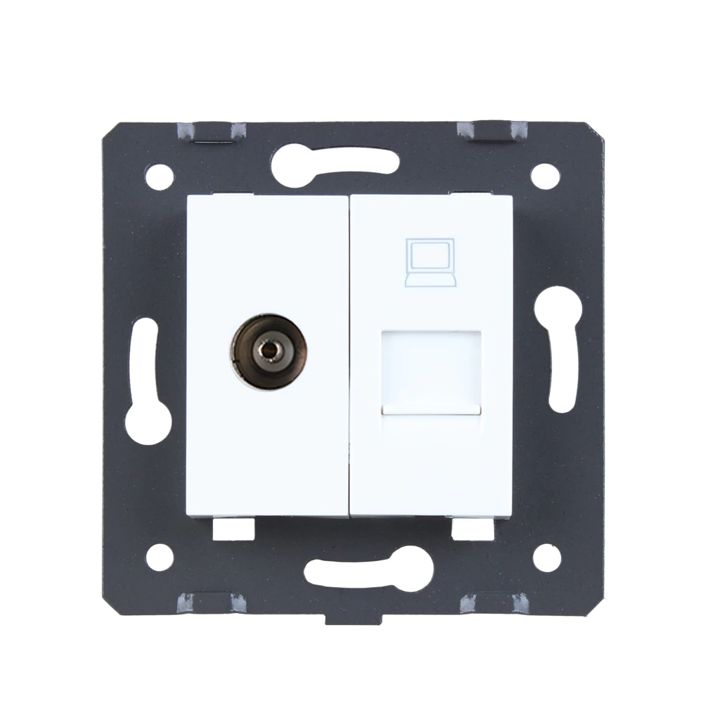 LIVOLO Розетка LIVOLO телевізійна + комп'ютерна RJ-45 (8P8C Cat.6), біла, з пилозахистом, модул Коломия - фото 5