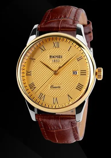 Мужские наручные часы Skmei 9058 Коричневый с золотым Киев - изображение 2