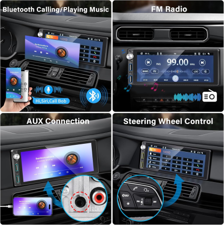 Автомагнитола 1DIN с Apple Carplay/Android Auto, 6,9-дюймовая IPS-магнитола с сенсорным экраном, камерой заднего вида Киев
