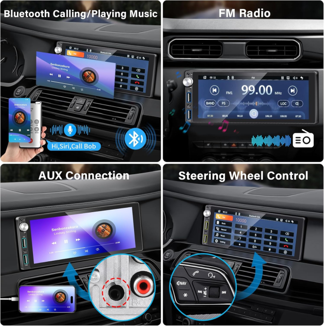 Автомагнитола 1DIN с Apple Carplay/Android Auto, 6,9-дюймовая IPS-магнитола с сенсорным экраном, камерой заднего вида Киев - изображение 4