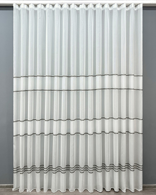 Тюль VR-Textil 2081т Мережка Льон Молочний з сірим 400х270 см (42-1294) Київ - фото 2