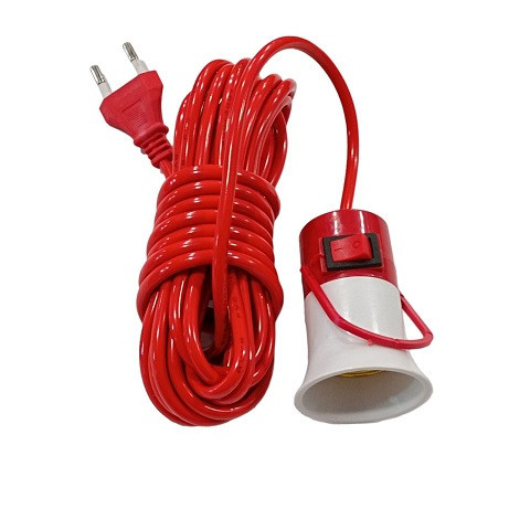 Патрон с шнуром с выключателем Красный 9106, 10A, 4.5м Днепр - изображение 1