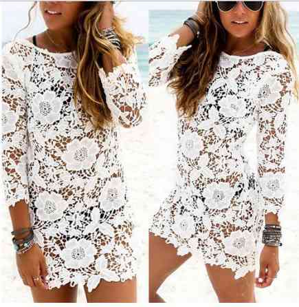 Пляжное кружевная туника белый Киев