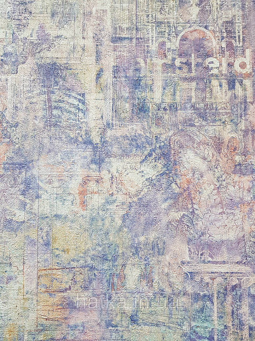 Шпалери вінілові на флізеліні Grandeco Anastasia метрові абстракція розмитий малюнок будинку авто цифри бузкові Київ - фото 3