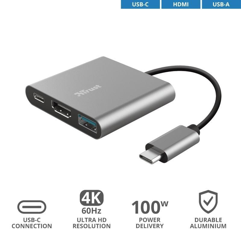 USB-хаб Trust Dalyx Aluminium USB Type-C 3-в-1 (23772) ( Сріблястий ) Харків - фото 6