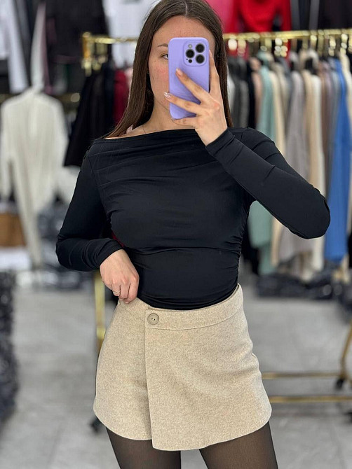 Женская стильная юбка-шорты турецкий кашемир-шерсть Беж, 44 Одесса - изображение 4