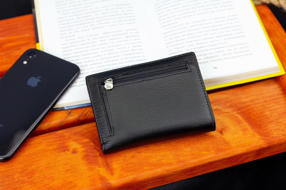 Черный мужской кошелек вертикального типа из натуральной кожи на магните Marco Coverna MC-1286 Каменское - изображение 8