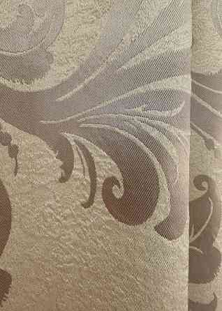 Комплект коротких штор VR-Textil Блэкаут Лилия № 074ш(Б) Бежевый с кофейным 130х170 см 2 шт (35-0279) Киев