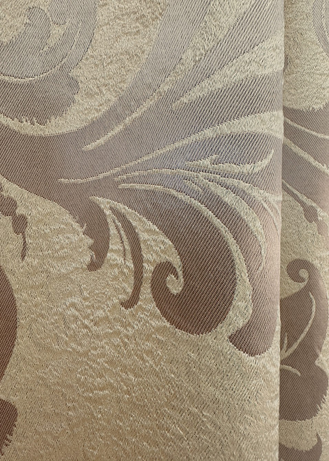 Комплект коротких штор VR-Textil Блэкаут Лилия № 074ш(Б) Бежевый с кофейным 130х170 см 2 шт (35-0279) Киев - изображение 5