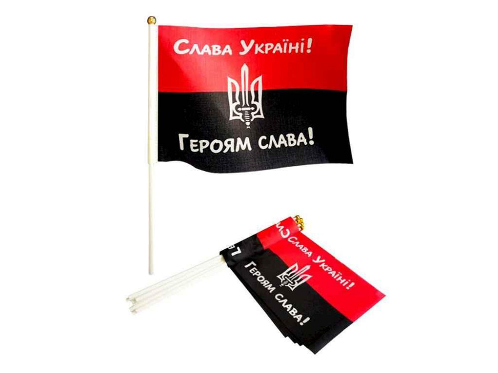 Флаг со штоком 14см*21см УПА СЛАВА УКРАИНЫ! 10шт/уп ТМ Украина Киев - изображение 1