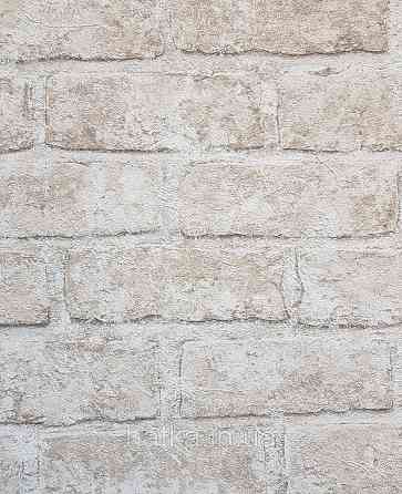 Шпалери вінілові на флізеліні Grandeco Anastasia метрові під цеглу структурні бежеві сірі молочні Київ