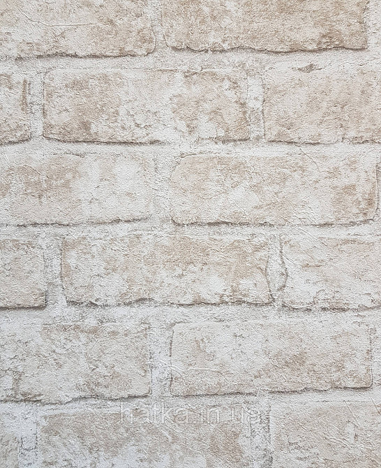 Шпалери вінілові на флізеліні Grandeco Anastasia метрові під цеглу структурні бежеві сірі молочні Київ - фото 1