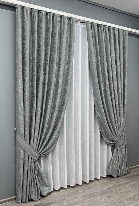 Комплект готових штор VR-Textil Льон мармур Pavliani ХО № 1264ш Сірий 150х280 см 2 шт (33-0105) Київ - фото 19