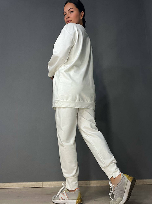 Костюм женский LSK 6011-5539 свитшот с вышивкой Oxford с джогерами белый, белый, M Киев - изображение 4