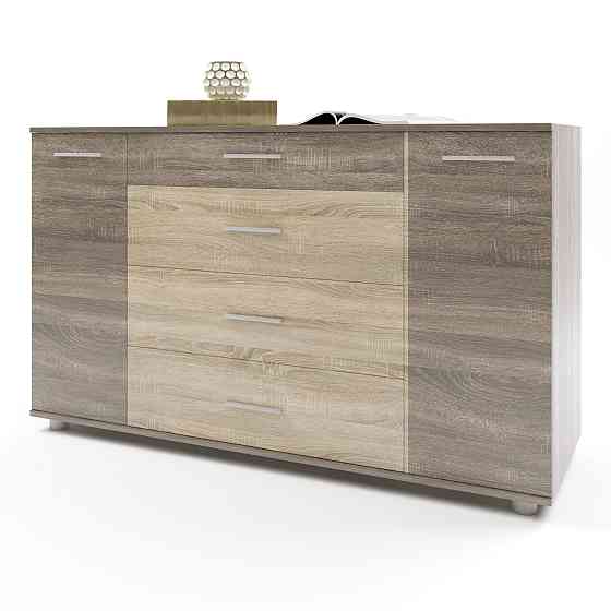 Комод для вітальні Еверест Бриз К-6 130х38х72.5 сонома + трюфель (телескопи) (DTM-2477) Львів