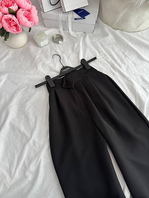 Жіночі базові штани на липучці турецька костюмка Чорний, 44/46 Одеса - фото 2