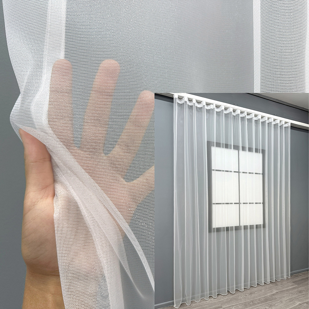 Тюль VR-Textil 2117т Французская сетка однотонная Белый 400х270 см (42-1375) Киев - изображение 1