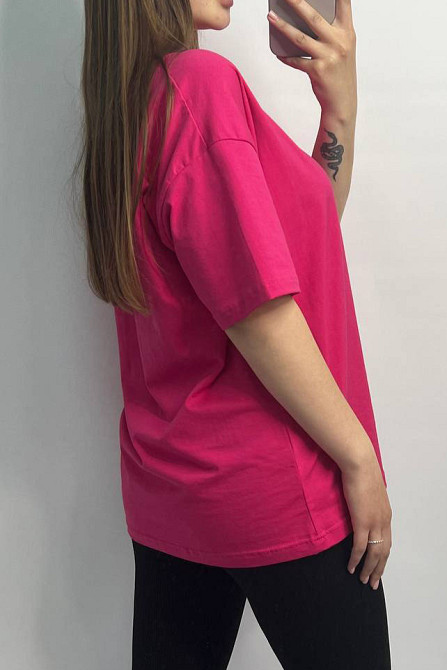 Базовая футболка женская оверсайз Малиновый M/L Харьков - изображение 2