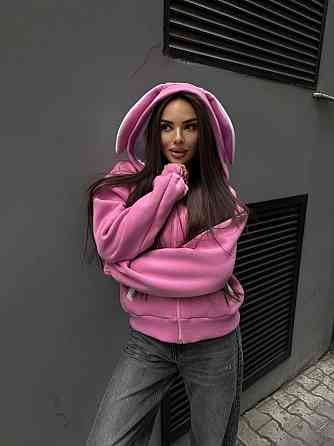 Женская стильная тощая с ушками тренить на флисе Розовый Одесса