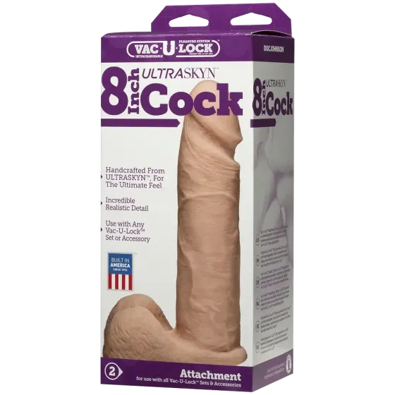 Фалоімітатор Doc Johnson Vac-U-Lock - 8 Inch ULTRASKYN Cock White, діаметр 5,1 см Львів