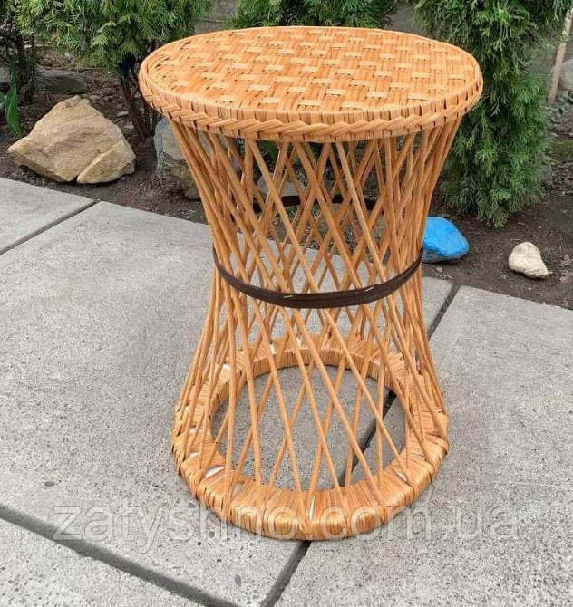 Високий плетений стіл круглий Київ - фото 4
