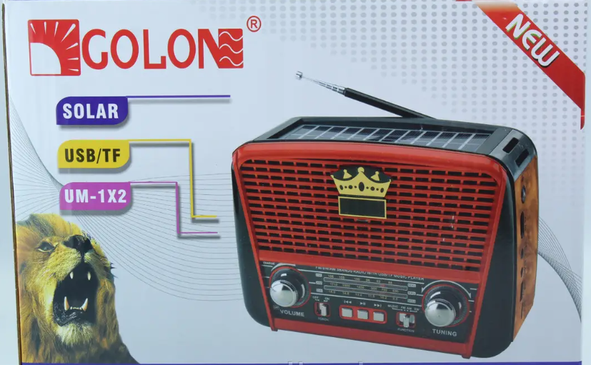 Портативная колонка Golon RX-455S Solar с FM/AM/SW, фонариком, USB, TF и функцией Power Bank Одесса - изображение 12