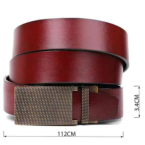 Оригинальный мужской ремень с автоматической латунной пряжкой Vintage 20214 Коричневый Киев