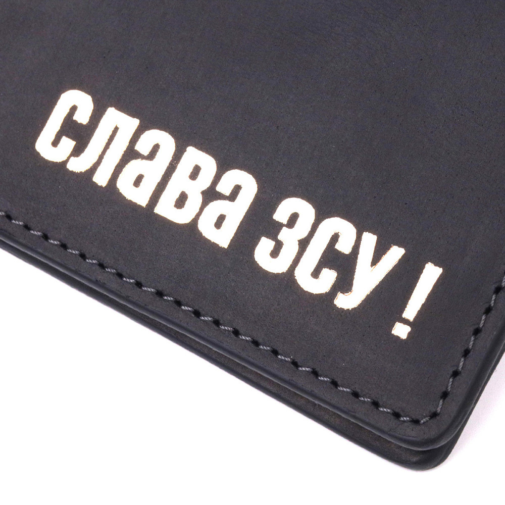 Отличный кожanый кошелек без застежки Черный (GRANDE PELLE) Киев - изображение 1