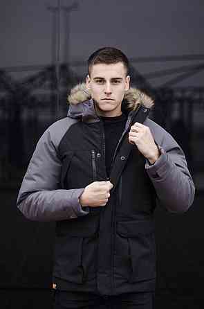 Парка мужская зимняя средняя на коттоне с капюшоном Pobedov seniora udacha Киев