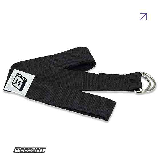 Ремень для йоги EasyFit с петлей (чорний) Коломия