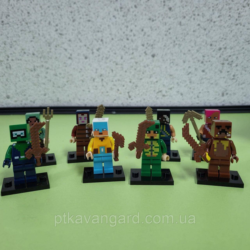 Фігурки Minecraft набір 8 шт + зброя, на підставках 2911-2 Хмельницький - фото 1