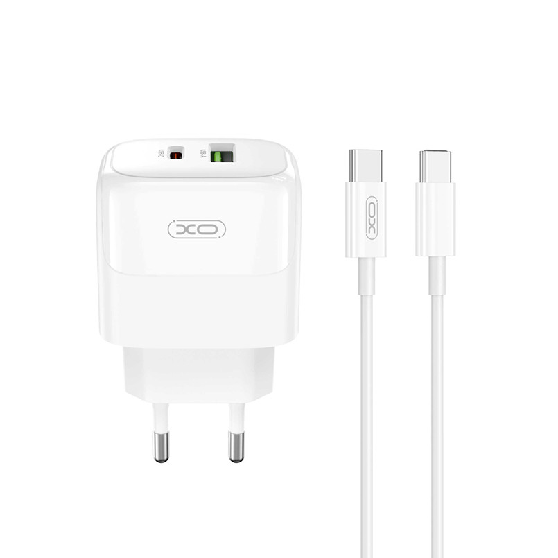 Мережевий зарядний пристрій XO L138 PD30W/QC18W 1USB-A+1USB-C + Type-c кабель білий Львів - фото 1