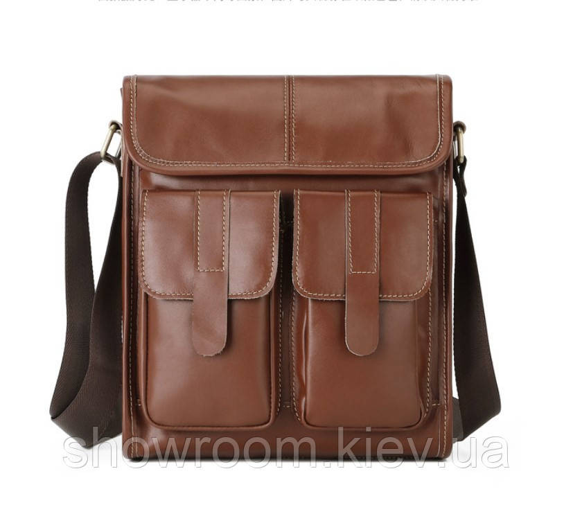 Сумка чоловіча через плече Leather Collection (368) коричнева шкіряна Київ - фото 1