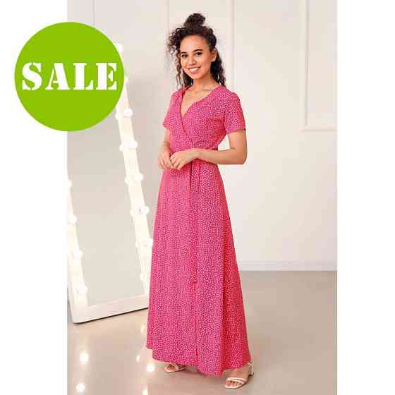 Літня довга сукня з короткими рукавами "Lia" оптом | Розпродаж моделі Київ