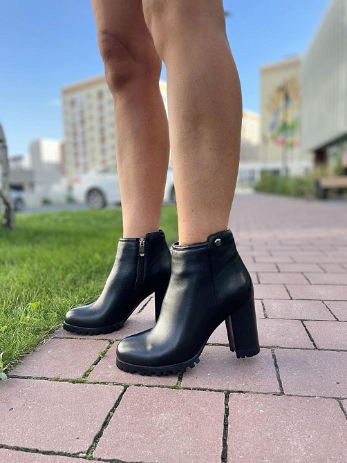 Жіночі черевики VELONY чорні натуральна шкіра висота 10см каблук 8см (6113-W405) Коломыя - изображение 5