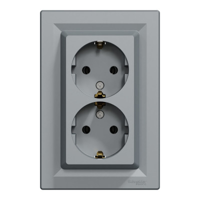 Розетка Schneider Electric ASFORA с заземлением двойная сталь 16А (EPH9900162) Винница - изображение 1