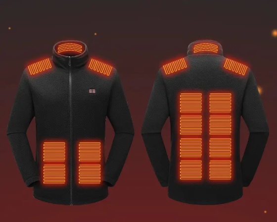 Чоловіча флісова кофта на блискавці з підігрівом Чорний, 3XL Київ