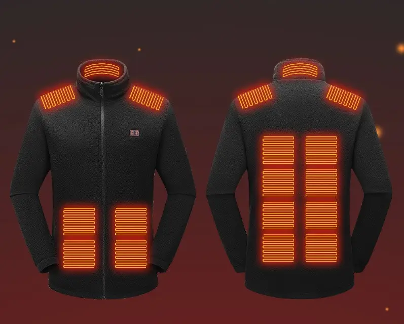 Чоловіча флісова кофта на блискавці з підігрівом Чорний, 3XL Київ - фото 2