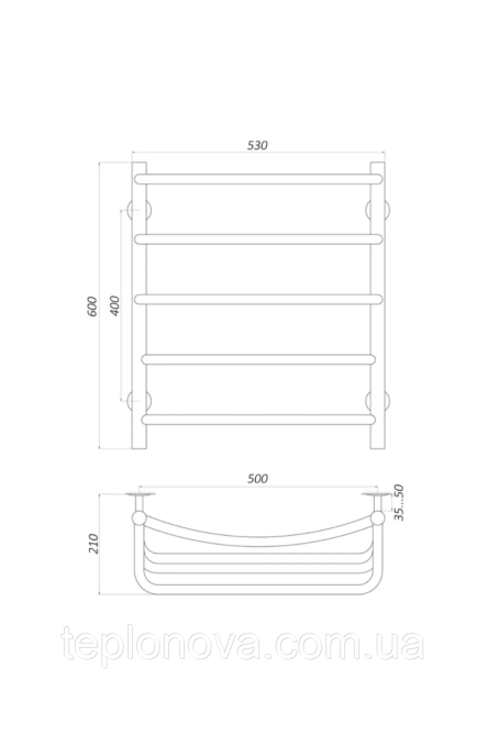 Полотенцесушитель Нержавейка UNIO 600x530-5 Лесенка Каскад Дуга Черновцы - изображение 3