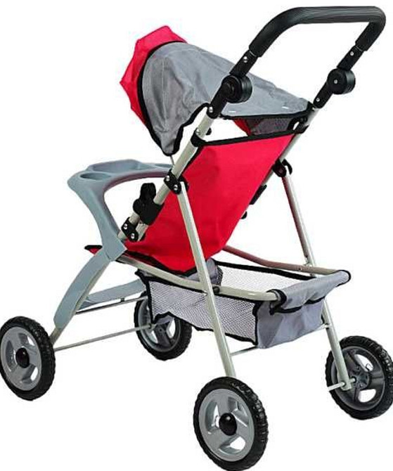 Металева Коляска для ляльок до 50 см, зі столиком, з кошиком, складана. Харків - фото 3