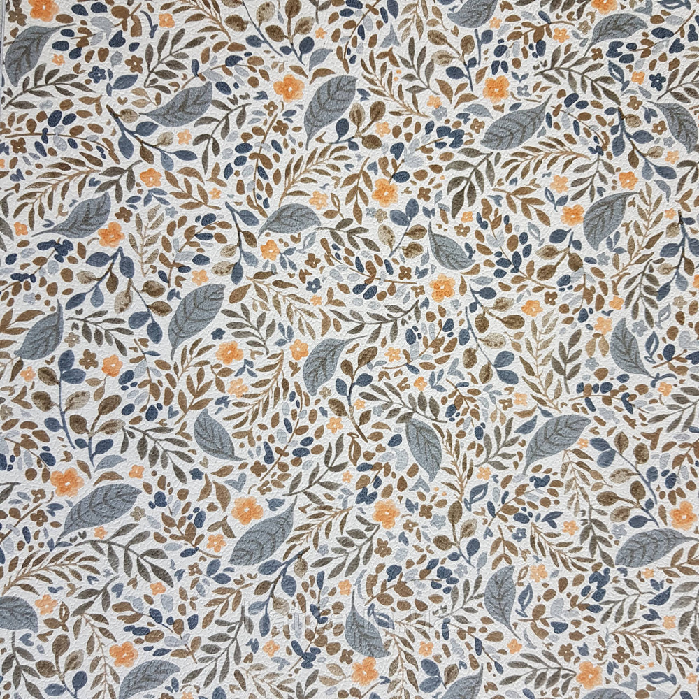 Шпалери вінілові на флізелін 0.53х10.05 м Rasch Textil Petite Fleur 5 листя гілки квіти помаранчеві сірі Київ - фото 1